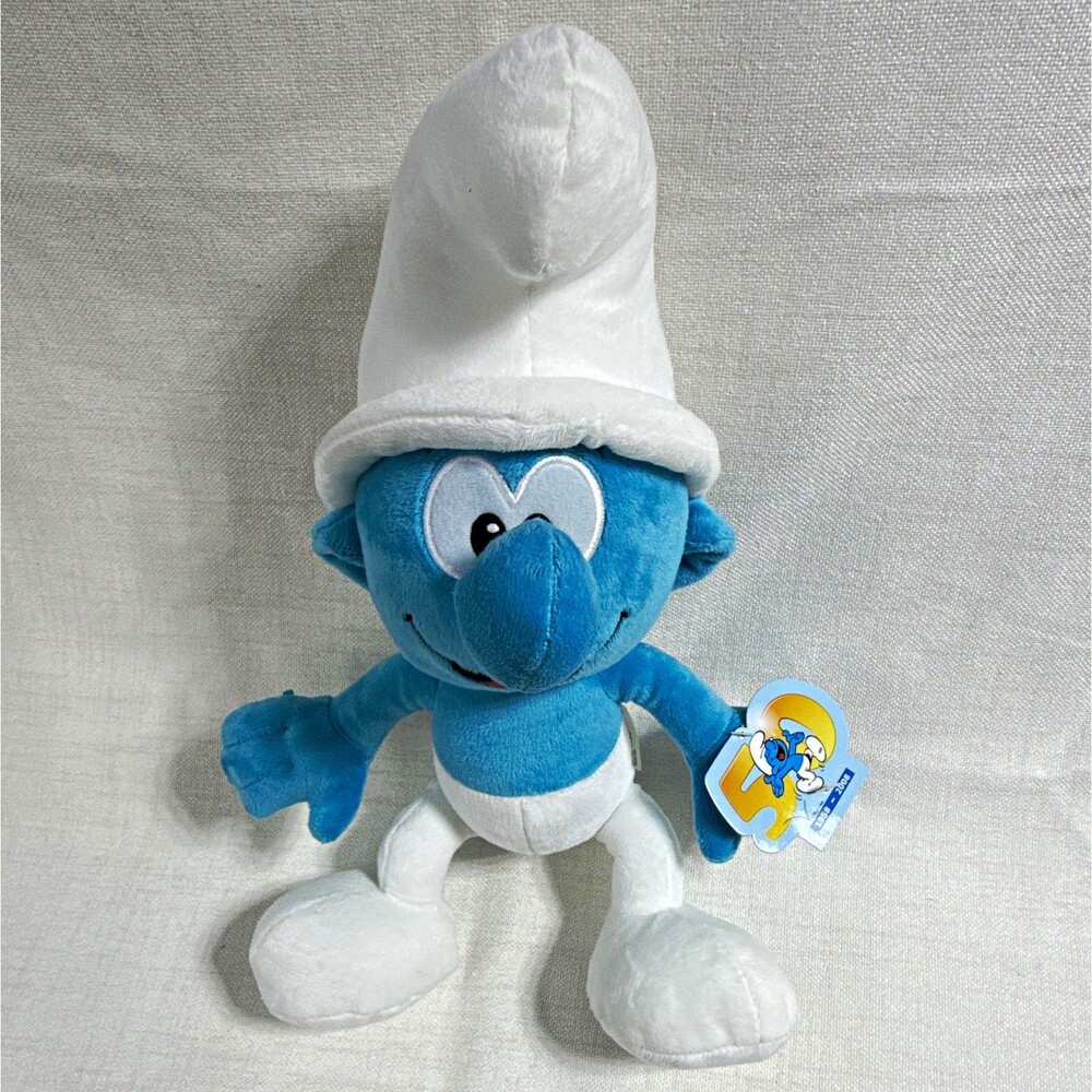 Smurf Plush Toy, 50th Anniversary 2008, Blue/White, Small 6-14 in, Tags